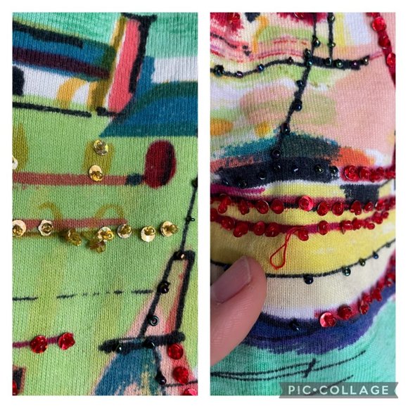 Vintage | Boxy Beaded Watercolor Top - Picture 9 of 9